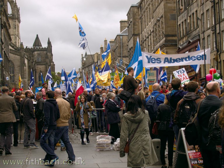 Marchers gather on Edinburgh's High Street