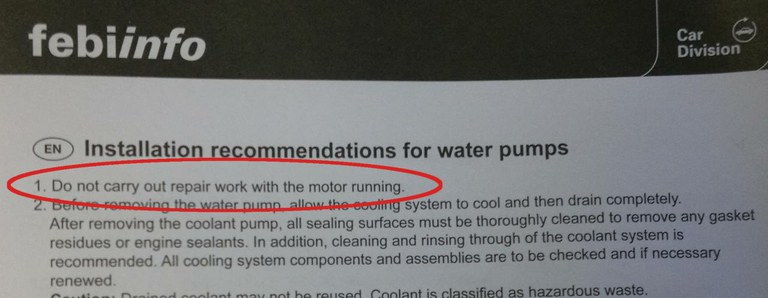 Water pump installation instructions